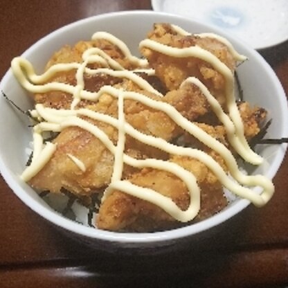 余ってたいた唐揚げでがっつり唐揚げ丼を✡